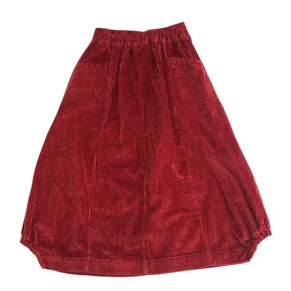 Lagenlook Corduroy Skirt Size S/M Slouchy Asymmetrical Midi Elastic Waist Fall - Picture 1 of 8